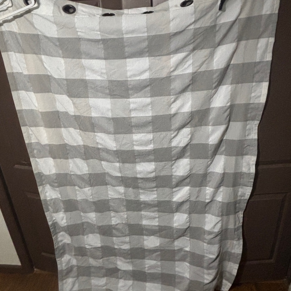 Gray and White Checkered Curtains with Metal Grommets
